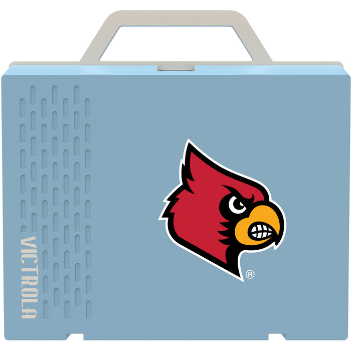 Victrola Re-Spin Sustainable Bluetooth Suitcase Record Player with Louisville Cardinals Primary Logo