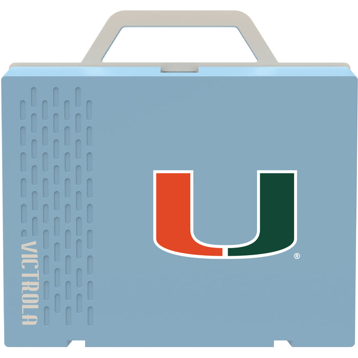 Victrola Re-Spin Sustainable Bluetooth Suitcase Record Player with Miami Hurricanes Primary Logo