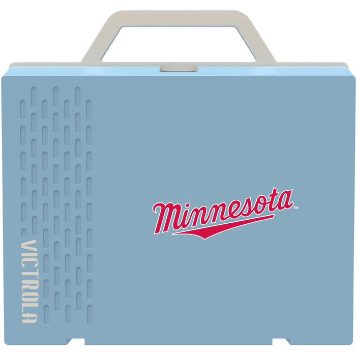 Victrola Re-Spin Sustainable Bluetooth Suitcase Record Player with Minnesota Twins Wordmark Logo