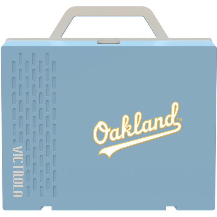 Victrola Re-Spin Sustainable Bluetooth Suitcase Record Player with Oakland Athletics Wordmark Logo