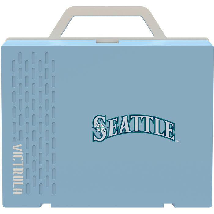 Victrola Re-Spin Sustainable Bluetooth Suitcase Record Player with Seattle Mariners Wordmark Logo