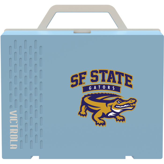 Victrola Re-Spin Sustainable Bluetooth Suitcase Record Player with San Francisco State U Gators Primary Logo