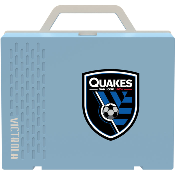 Victrola Re-Spin Sustainable Bluetooth Suitcase Record Player with San Jose Earthquakes Primary Logo