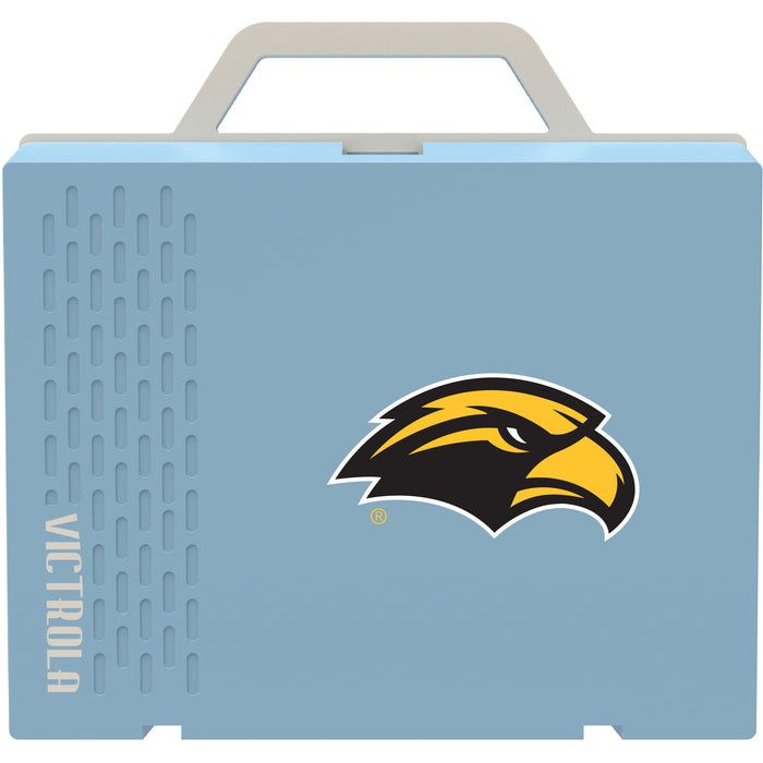 Victrola Re-Spin Sustainable Bluetooth Suitcase Record Player with Southern Mississippi Golden Eagles Primary Logo