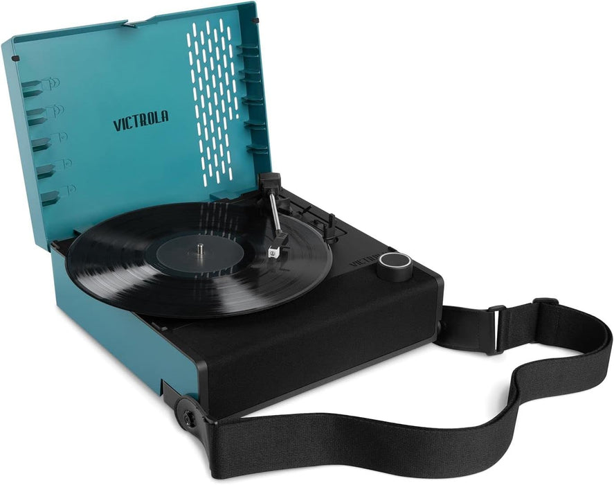 Victrola RevGo Record Player and Bluetooth Speaker with Pepperdine Waves Primary Logo