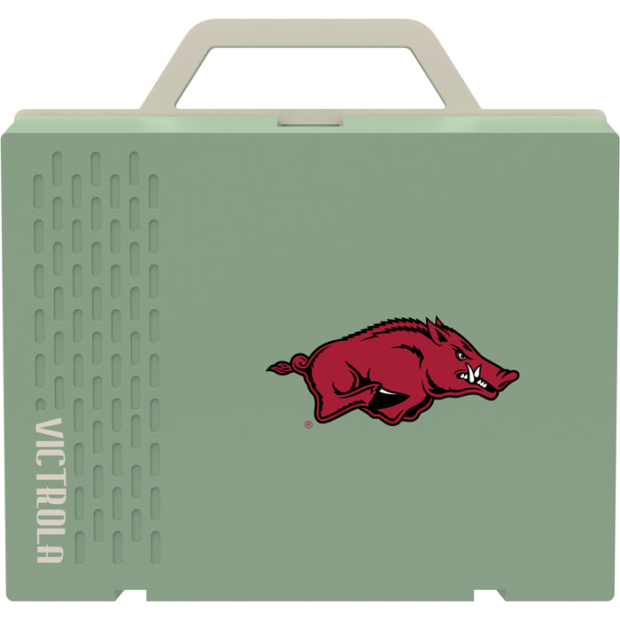 Victrola Re-Spin Sustainable Bluetooth Suitcase Record Player with Arkansas Razorbacks Primary Logo