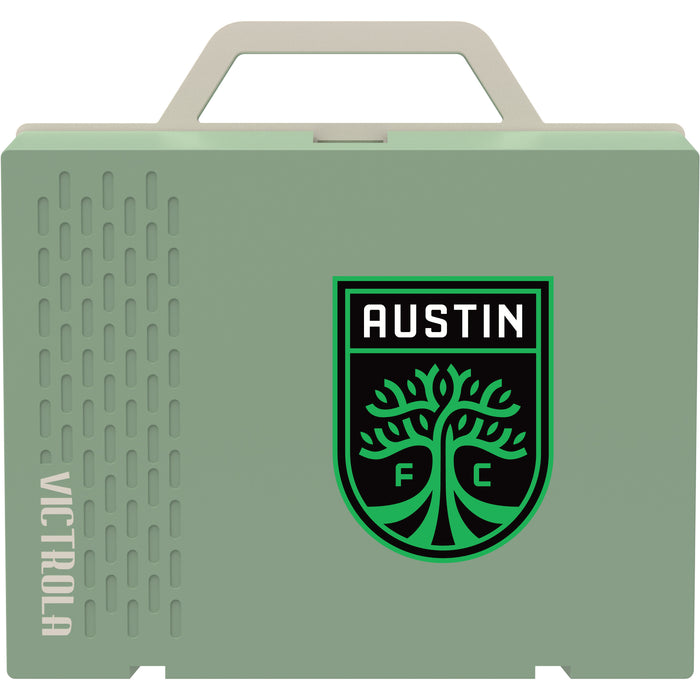 Victrola Re-Spin Sustainable Bluetooth Suitcase Record Player with Austin FC Primary Logo