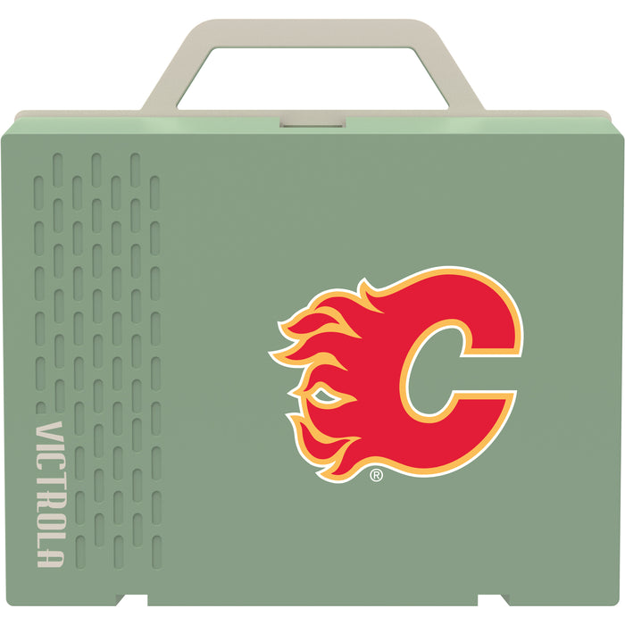 Victrola Re-Spin Sustainable Bluetooth Suitcase Record Player with Calgary Flames Primary Logo
