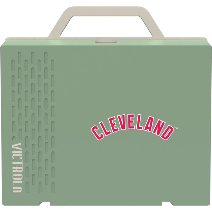 Victrola Re-Spin Sustainable Bluetooth Suitcase Record Player with Cleveland Indians Wordmark Logo
