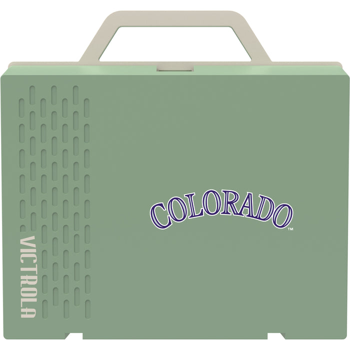 Victrola Re-Spin Sustainable Bluetooth Suitcase Record Player with Colorado Rockies Wordmark Logo