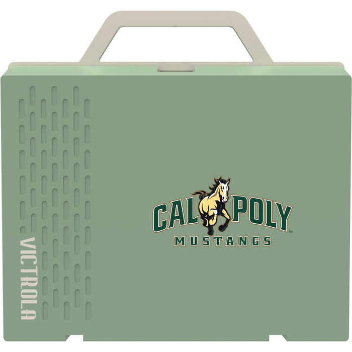 Victrola Re-Spin Sustainable Bluetooth Suitcase Record Player with Cal Poly Mustangs Primary Logo