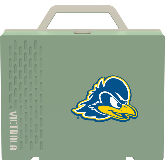 Victrola Re-Spin Sustainable Bluetooth Suitcase Record Player with Delaware Fightin' Blue Hens Primary Logo