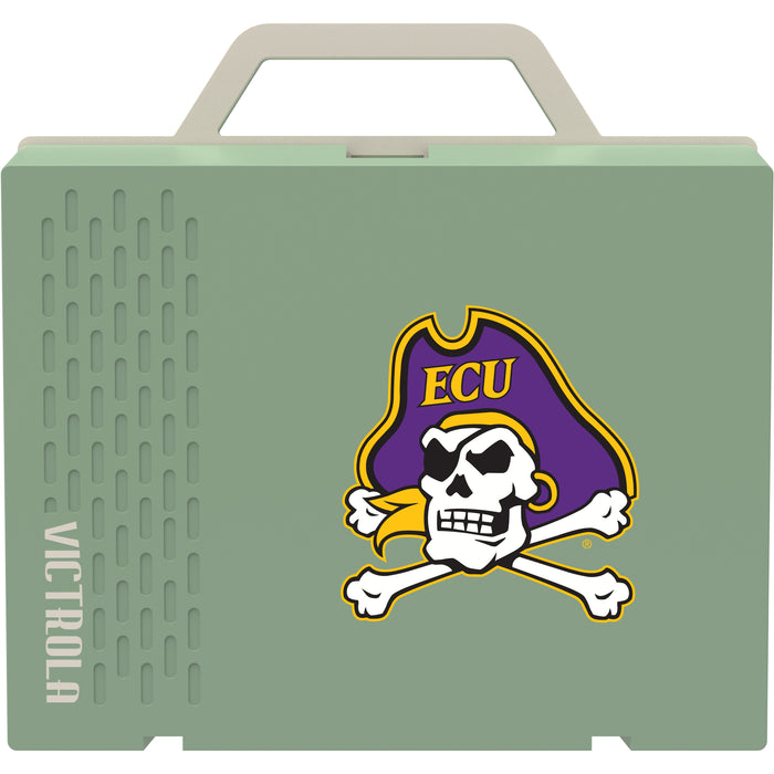 Victrola Re-Spin Sustainable Bluetooth Suitcase Record Player with East Carolina Pirates Primary Logo