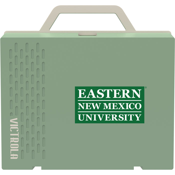 Victrola Re-Spin Sustainable Bluetooth Suitcase Record Player with Eastern New Mexico Greyhounds Primary Logo