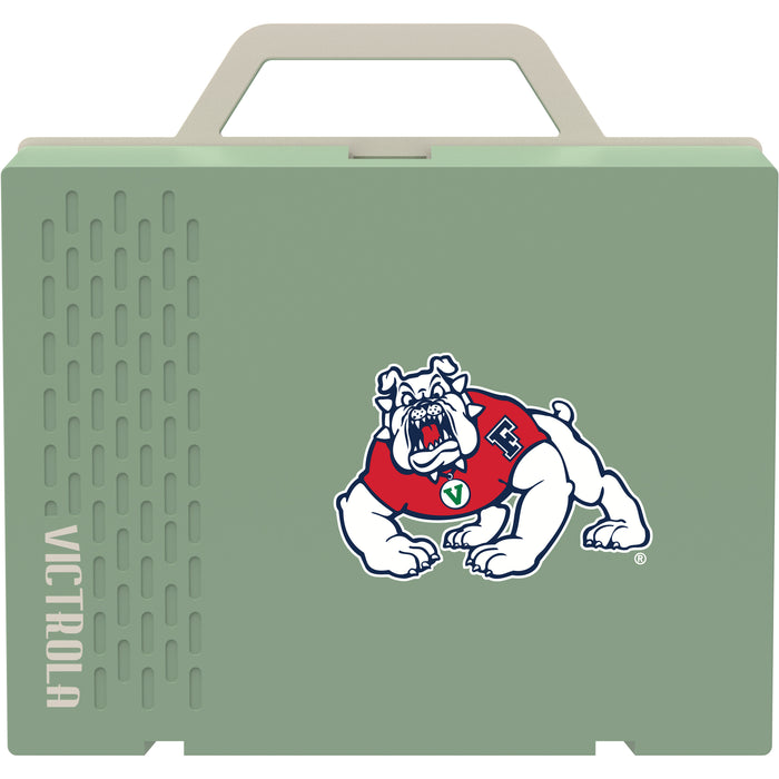 Victrola Re-Spin Sustainable Bluetooth Suitcase Record Player with Fresno State Bulldogs Primary Logo