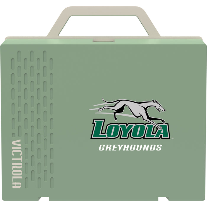 Victrola Re-Spin Sustainable Bluetooth Suitcase Record Player with Loyola Univ Of Maryland Hounds Primary Logo