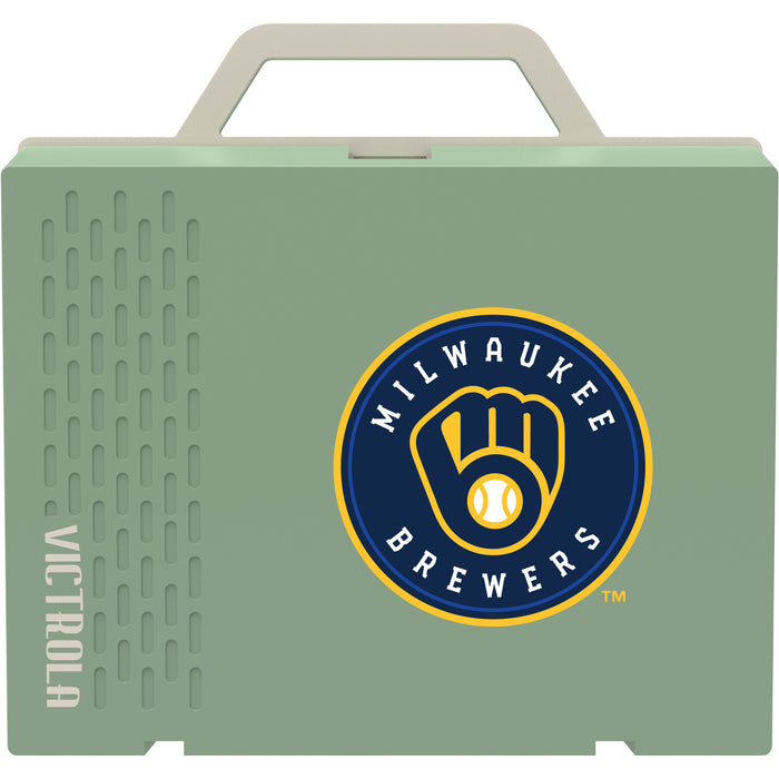 Victrola Re-Spin Sustainable Bluetooth Suitcase Record Player with Milwaukee Brewers Primary Logo
