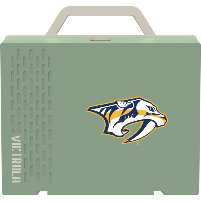 Victrola Re-Spin Sustainable Bluetooth Suitcase Record Player with Nashville Predators Primary Logo