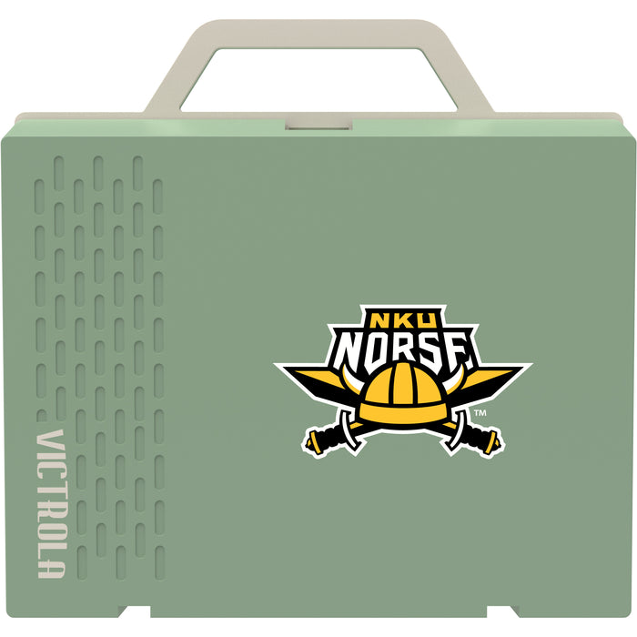 Victrola Re-Spin Sustainable Bluetooth Suitcase Record Player with Northern Kentucky University Norse Primary Logo