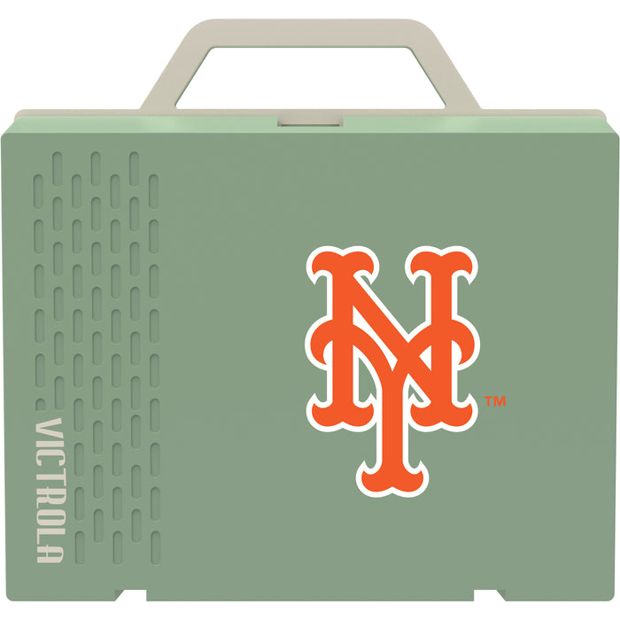 Victrola Re-Spin Sustainable Bluetooth Suitcase Record Player with New York Mets Primary Logo