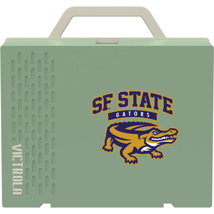 Victrola Re-Spin Sustainable Bluetooth Suitcase Record Player with San Francisco State U Gators Primary Logo