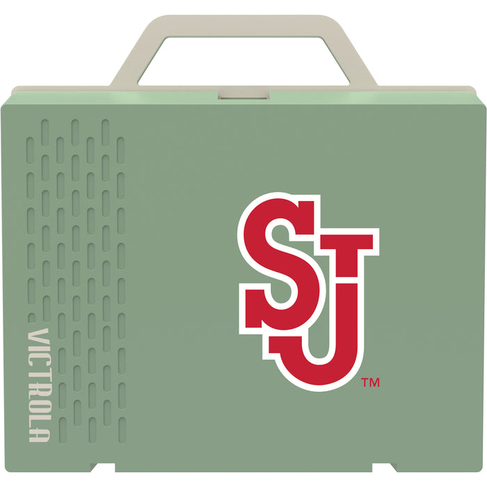 Victrola Re-Spin Sustainable Bluetooth Suitcase Record Player with St. John's Red Storm Primary Logo