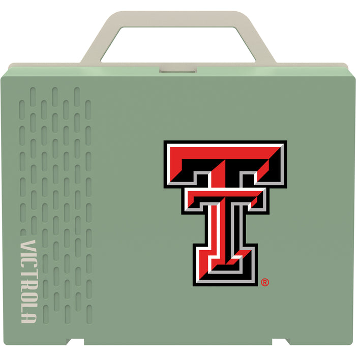 Victrola Re-Spin Sustainable Bluetooth Suitcase Record Player with Texas Tech Red Raiders Primary Logo