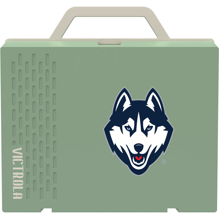 Victrola Re-Spin Sustainable Bluetooth Suitcase Record Player with Uconn Huskies Primary Logo