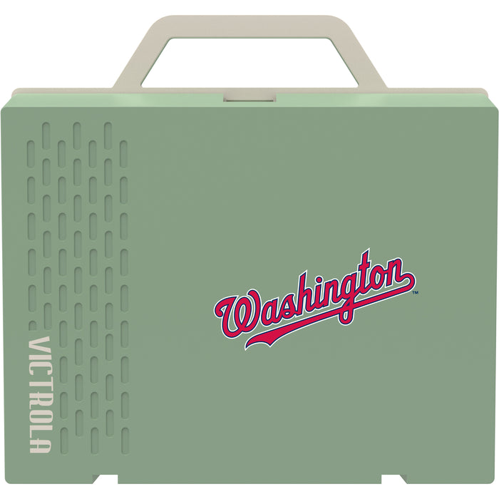 Victrola Re-Spin Sustainable Bluetooth Suitcase Record Player with Washington Nationals Wordmark Logo