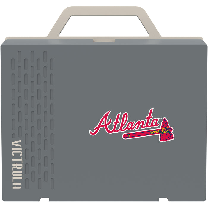 Victrola Re-Spin Sustainable Bluetooth Suitcase Record Player with Atlanta Braves Wordmark Logo