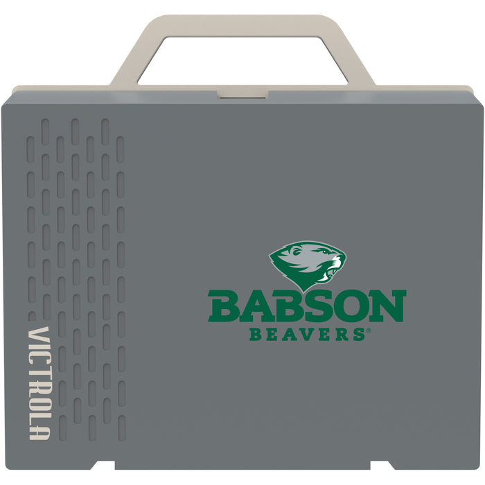 Victrola Re-Spin Sustainable Bluetooth Suitcase Record Player with Babson University Primary Logo