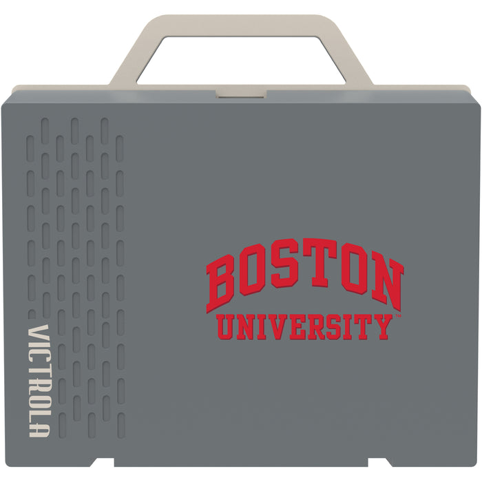 Victrola Re-Spin Sustainable Bluetooth Suitcase Record Player with Boston University Primary Logo