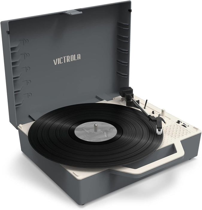 Victrola Re-Spin Sustainable Bluetooth Suitcase Record Player with D.C. United Primary Logo