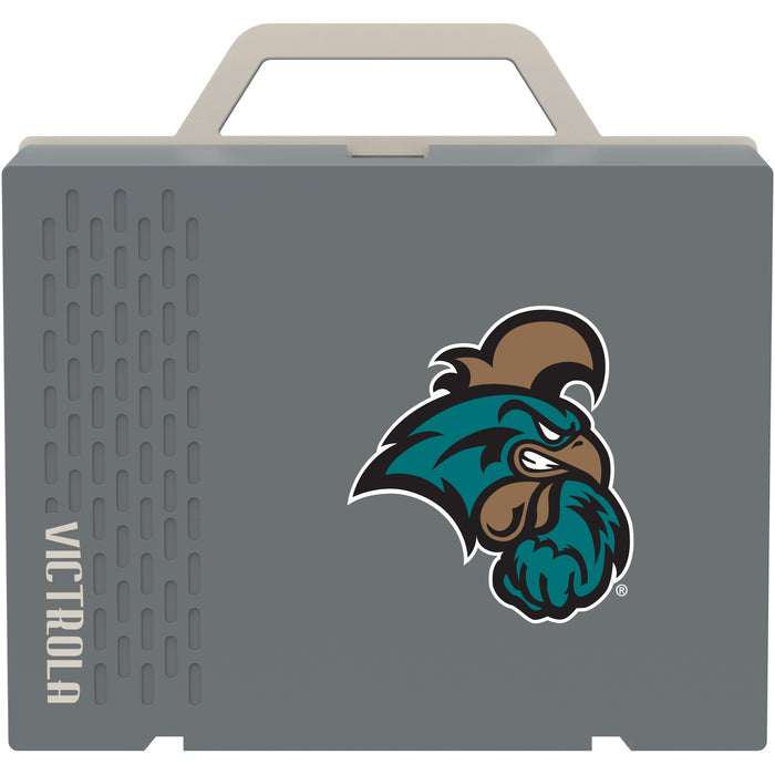 Victrola Re-Spin Sustainable Bluetooth Suitcase Record Player with Coastal Carolina Univ Chanticleers Primary Logo
