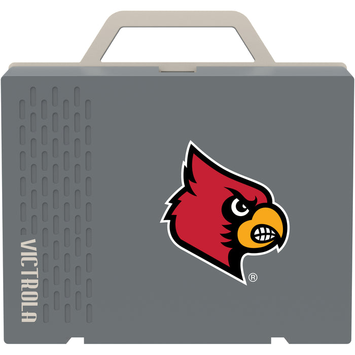 Victrola Re-Spin Sustainable Bluetooth Suitcase Record Player with Louisville Cardinals Primary Logo