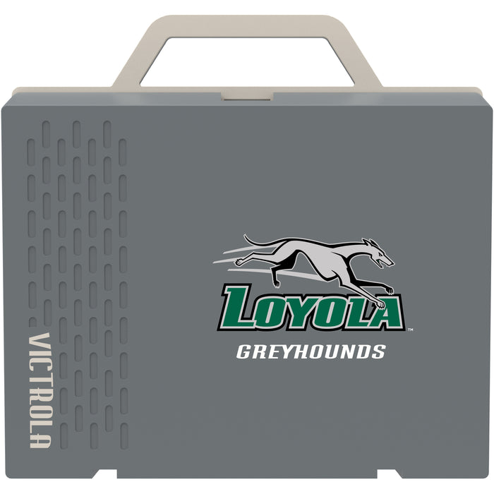 Victrola Re-Spin Sustainable Bluetooth Suitcase Record Player with Loyola Univ Of Maryland Hounds Primary Logo