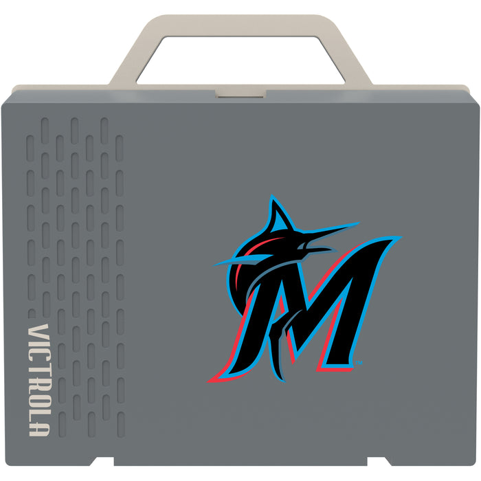 Victrola Re-Spin Sustainable Bluetooth Suitcase Record Player with Miami Marlins Secondary Logo