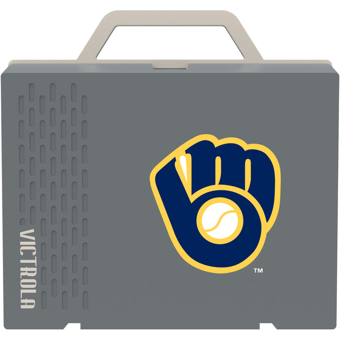 Victrola Re-Spin Sustainable Bluetooth Suitcase Record Player with Milwaukee Brewers Secondary Logo