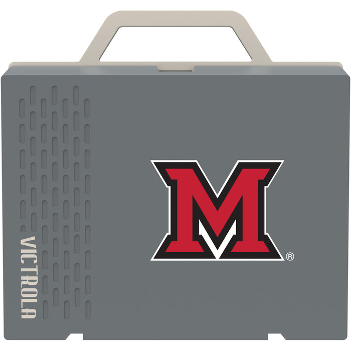 Victrola Re-Spin Sustainable Bluetooth Suitcase Record Player with Miami University RedHawks Primary Logo
