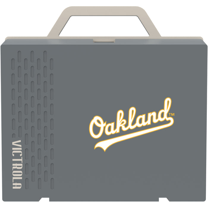 Victrola Re-Spin Sustainable Bluetooth Suitcase Record Player with Oakland Athletics Wordmark Logo