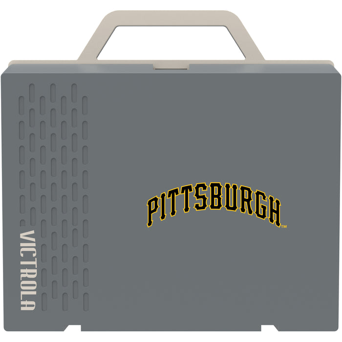 Victrola Re-Spin Sustainable Bluetooth Suitcase Record Player with Pittsburgh Pirates Wordmark Logo