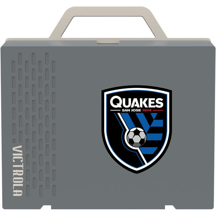 Victrola Re-Spin Sustainable Bluetooth Suitcase Record Player with San Jose Earthquakes Primary Logo