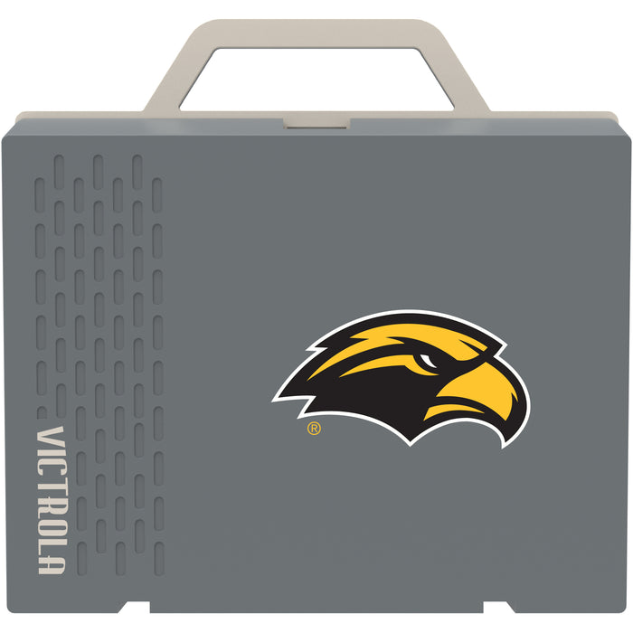 Victrola Re-Spin Sustainable Bluetooth Suitcase Record Player with Southern Mississippi Golden Eagles Primary Logo