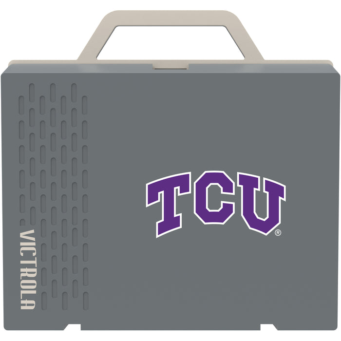 Victrola Re-Spin Sustainable Bluetooth Suitcase Record Player with Texas Christian University Horned Frogs Primary Logo