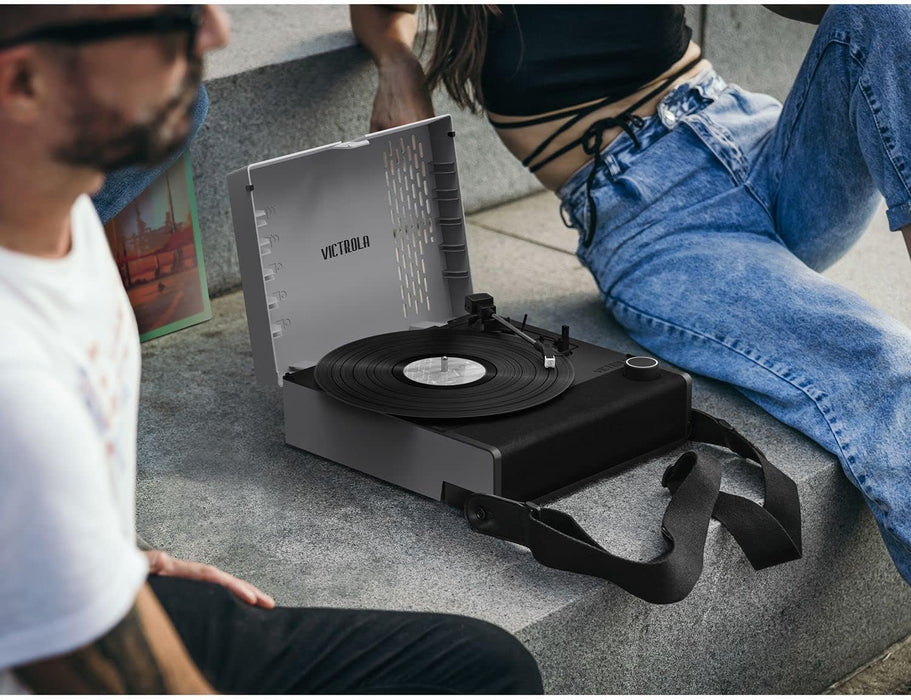 Victrola RevGo Record Player and Bluetooth Speaker with Northwestern Wildcats Primary Logo