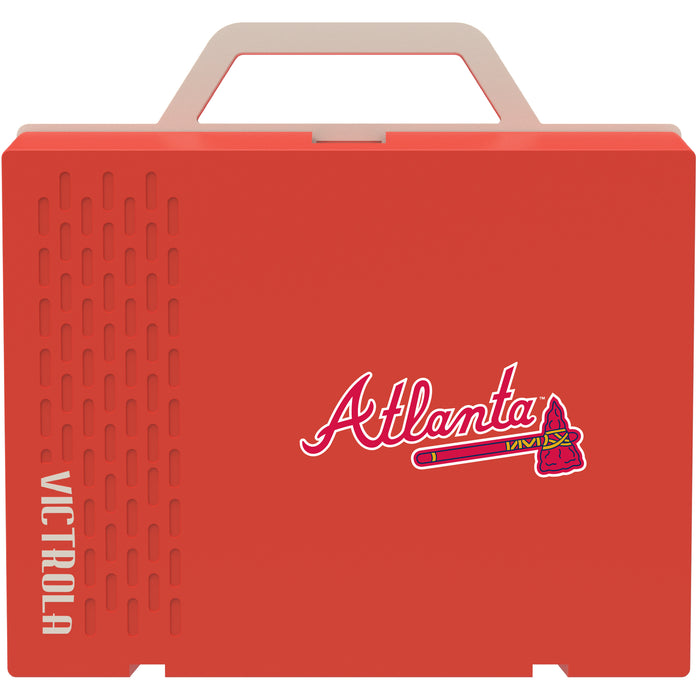 Victrola Re-Spin Sustainable Bluetooth Suitcase Record Player with Atlanta Braves Wordmark Logo