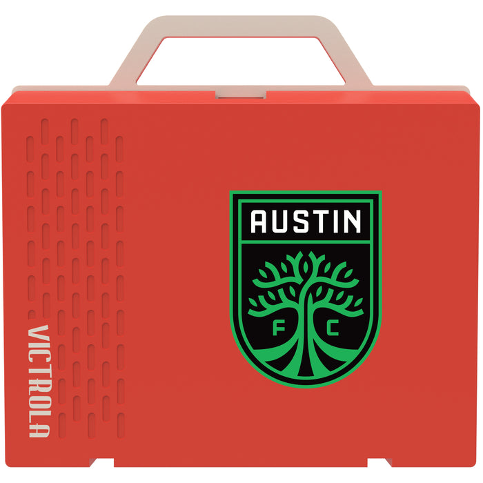 Victrola Re-Spin Sustainable Bluetooth Suitcase Record Player with Austin FC Primary Logo