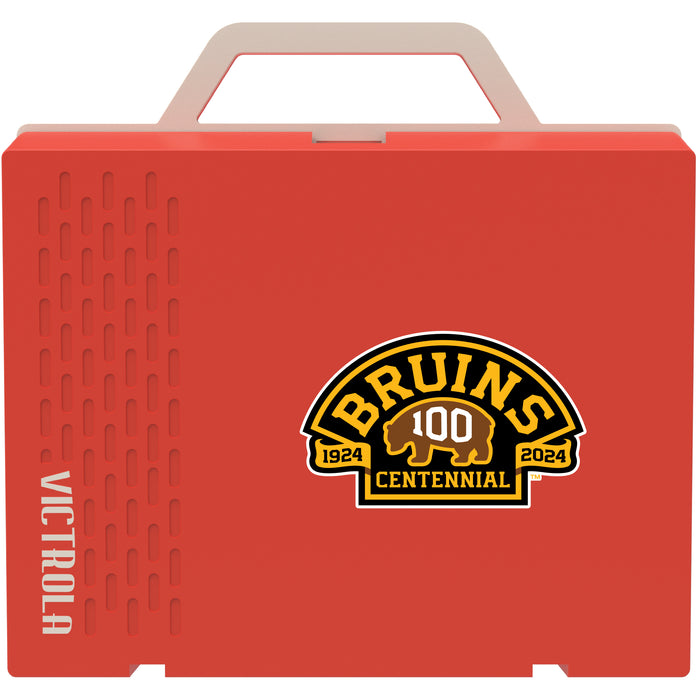 Victrola Re-Spin Sustainable Bluetooth Suitcase Record Player with Boston Bruins Primary Logo