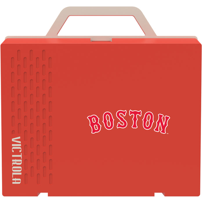 Victrola Re-Spin Sustainable Bluetooth Suitcase Record Player with Boston Red Sox Wordmark Logo