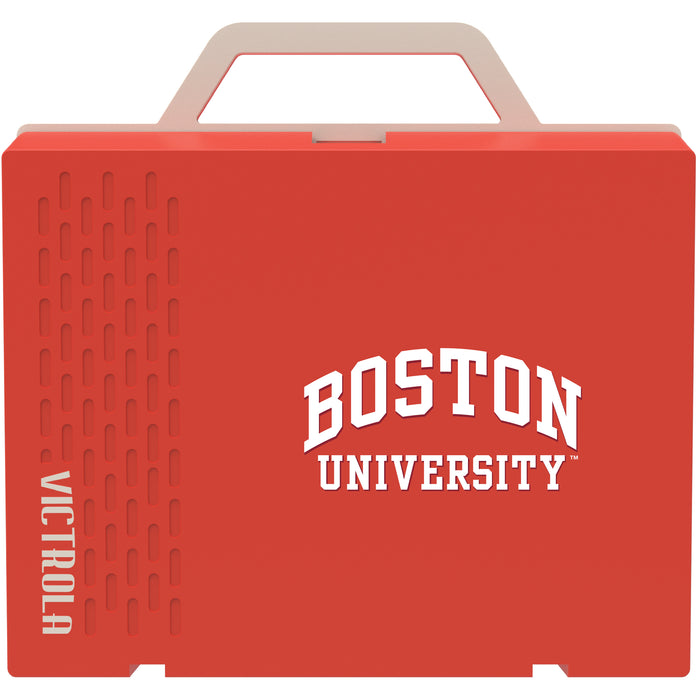 Victrola Re-Spin Sustainable Bluetooth Suitcase Record Player with Boston University Primary Logo